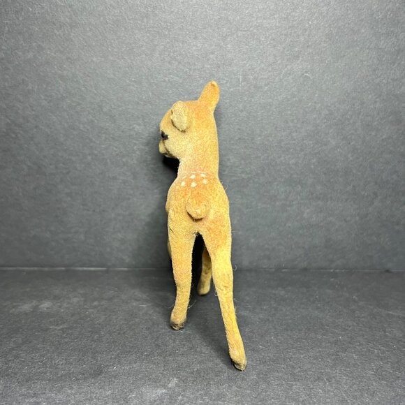 Vintage Brown Flocked Felt Walking Spotted Fawn Deer Figurine 3.25 x 2.75" - Picture 3 of 8